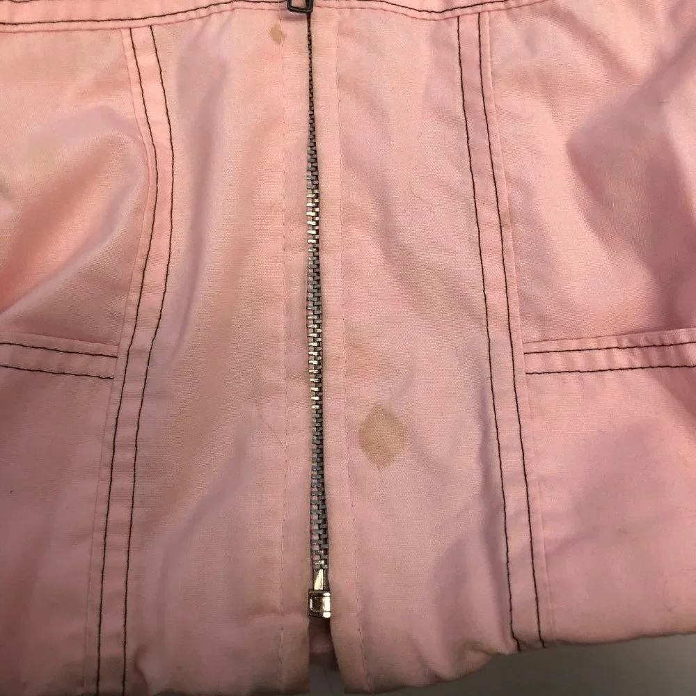 Vintage 80s pink Quiltex coat with hoodie & cat detail